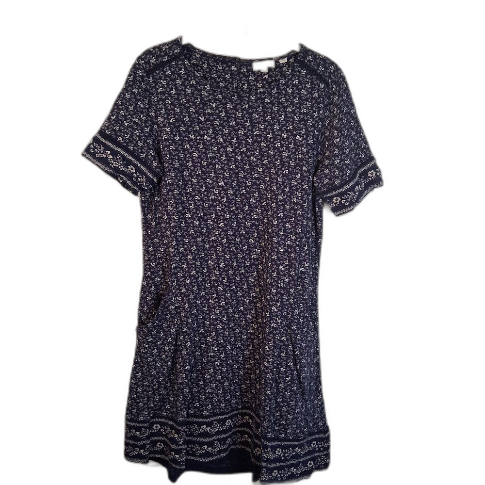 Fat Face UK Simone Wave Dot Pattern Navy Blue and White Jersey Dress